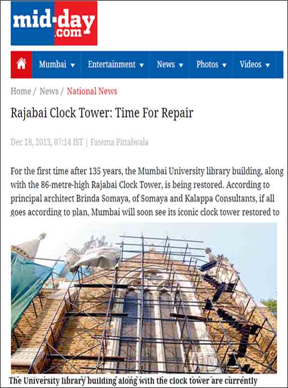 Rajabai Clock Tower: Time For Repair , Mid Day